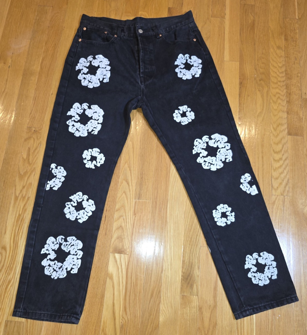 Levi's x Denim Tears 501 DT Cotton Wreath Jeans W34 L32 Black Streetwear Collab